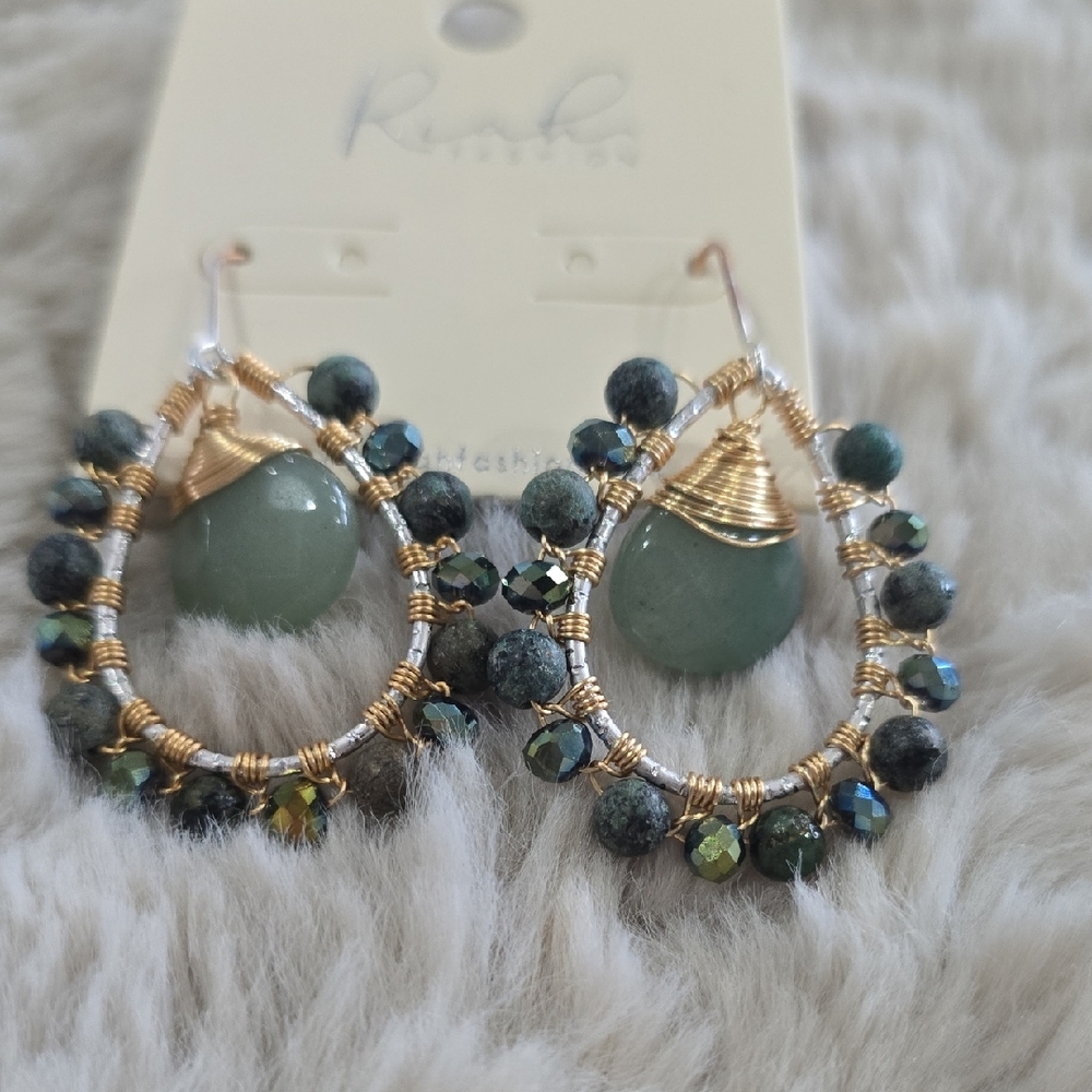 Elegant Green Beaded Earrings
